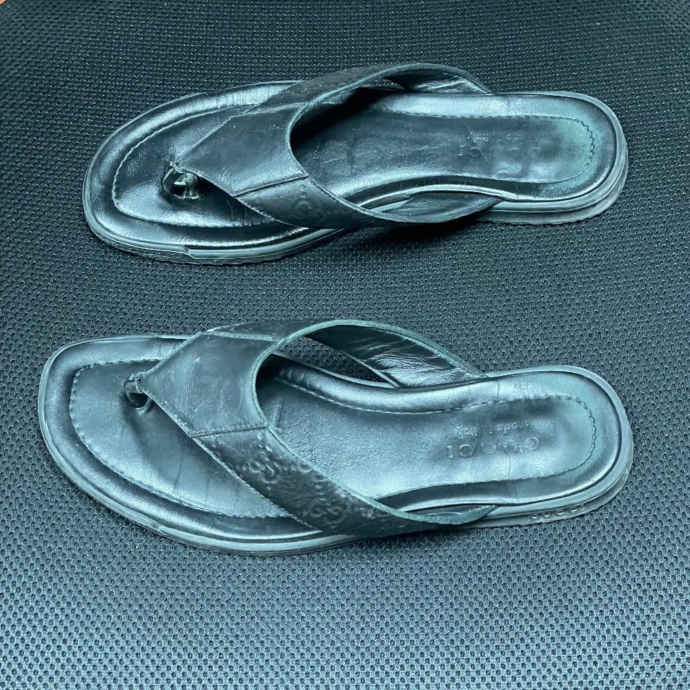 Gucci Men's Guccissima Leather Thong Sandals Flip-Flops Black Size 9 - Picture 6 of 8